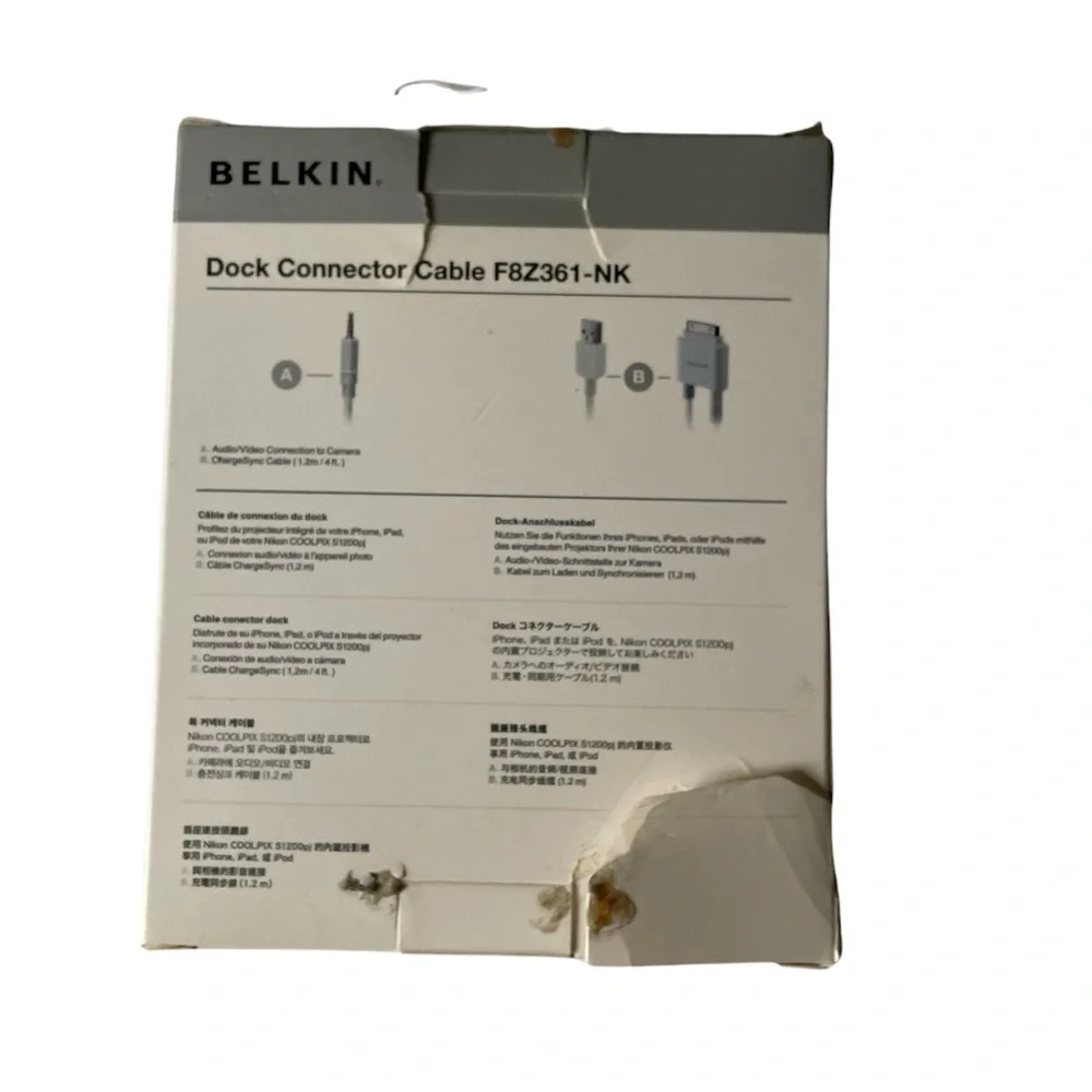 BELKIN Dock Connector Cable F8Z361-NK USB Cable, New